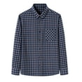 thumbnail image 2 of gbyLJF Men's Checked Long Sleeved Shirt Simple Lapel Button Down Single-sided Pocket Top Regular Fit Casual Business Blouse, 2 of 4