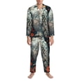 thumbnail image 3 of Balery Moon Flower White Owl Pijama para Hombre de Dos Piezas con Manga Larga, Conjunto de Dormir y Descanso Suave con Bolsillos-XX-Large, 3 of 7