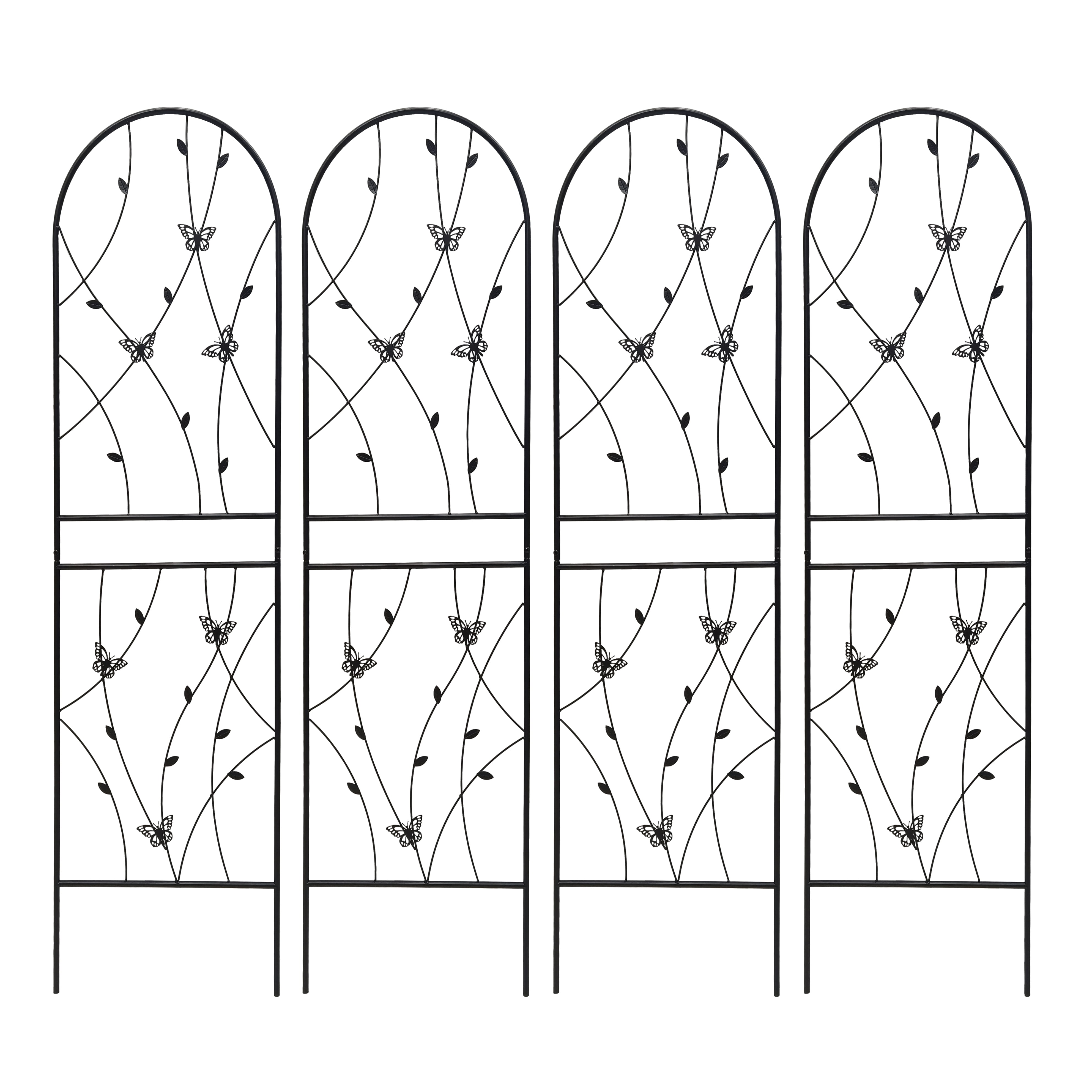 Yoneston 4 Pack 71" x 19.7" Metal Garden Trellis, Anti-Rust and Sturdy Garden Pergola for Elevated Garden Beds of Climbing Plants and Outdoor Decoration, Black