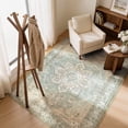 thumbnail image 3 of Toyoso 5x7 Vintage Persian Rug - Seafoam Green & Cream Silicone Area Rug, 0.25" Low Profile Machine Washable Non-Slip Floor Carpet for Bedroom & Apartment, Ultra Soft Stain Resistant Rug, 3 of 9