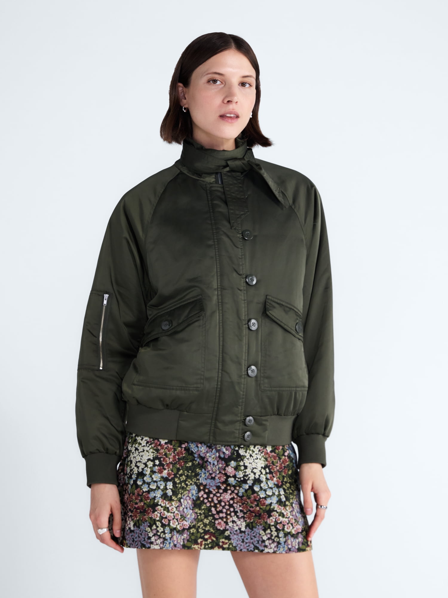 Free Assembly Women's Bow Tie Bomber Jacket, Sizes XS-XXL
