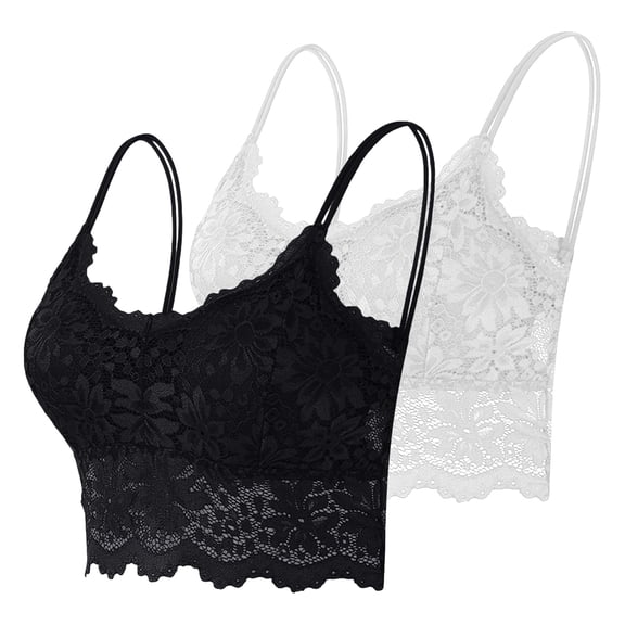 iHPH7 2 Pack Lace Bralettes for Women Y2k Strap Bustier Cami Top V Neck Camisole A L