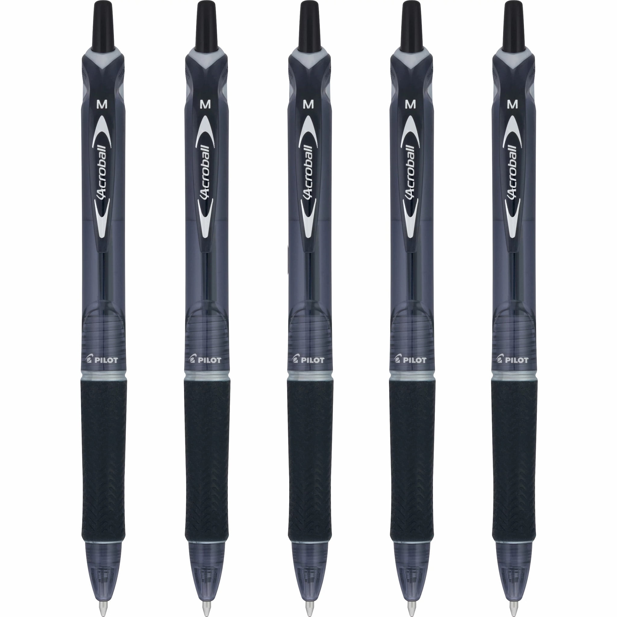 Pilot Acroball Advanced Ink Retractable Pen, Medium Point (1.0mm), Black Ink, 5 Count
