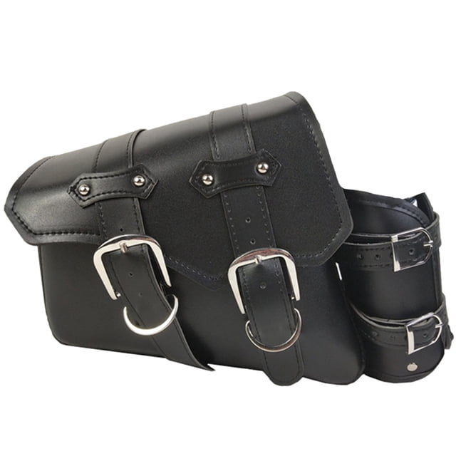 unbranded Bolsa Lateral Para Motocicleta De Cuero PU Impermeable Con Correa Reforzada Para Almacenamiento Resistente