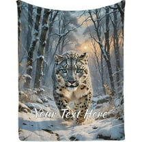 Snow Leopard Throw Blanket, Soft Cozy Birthday Christmas Personalized Blanket for Couch Sofa Living Room Bedroom, 60"" x 80""