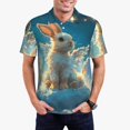 thumbnail image 1 of Balery Cute Angel Winged Rabbit Camisa Polo de Hombre con Estampado, de Manga Corta y Tejido Medio, Camisa Tipo Golf Polo-Large, 1 of 6