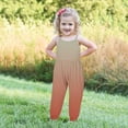 thumbnail image 5 of Jewelreauty Toddler Girl Cute One Piece Jumpsuits Sleeveless Strap Gradient Rompers Summer Outfits with Pockets (2-3 Years, Khaki/Red), 5 of 5