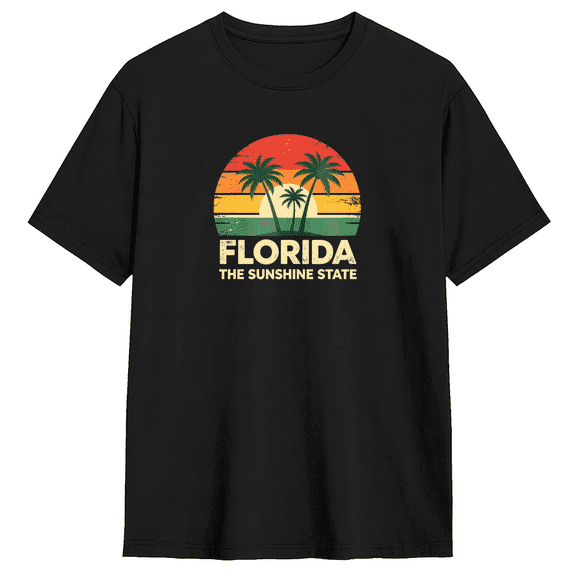 Florida The Sunshine State Vintage Graphic Tee for Men and Women, Fun Beach Cotton Short Sleeves T-Shirt
