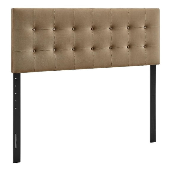Pemberly Row Stain-Resistant Performance Velvet Queen Headboard in Taupe