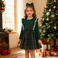 thumbnail image 2 of AWZXDE Girls Christmas Plaid Dress with Bow Puff Sleeve A-Line Winter Holiday Party Dress for Toddler Kids Long Sleeve Mini Dress for Xmas Photo Outfit Green,6-7 Years, 2 of 9
