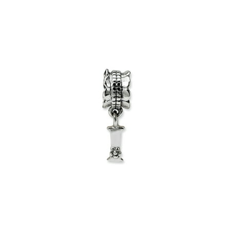 Coral Sterling Silver Dangle Bead - Sterling Silver Letter I, Dangle Bead Charm