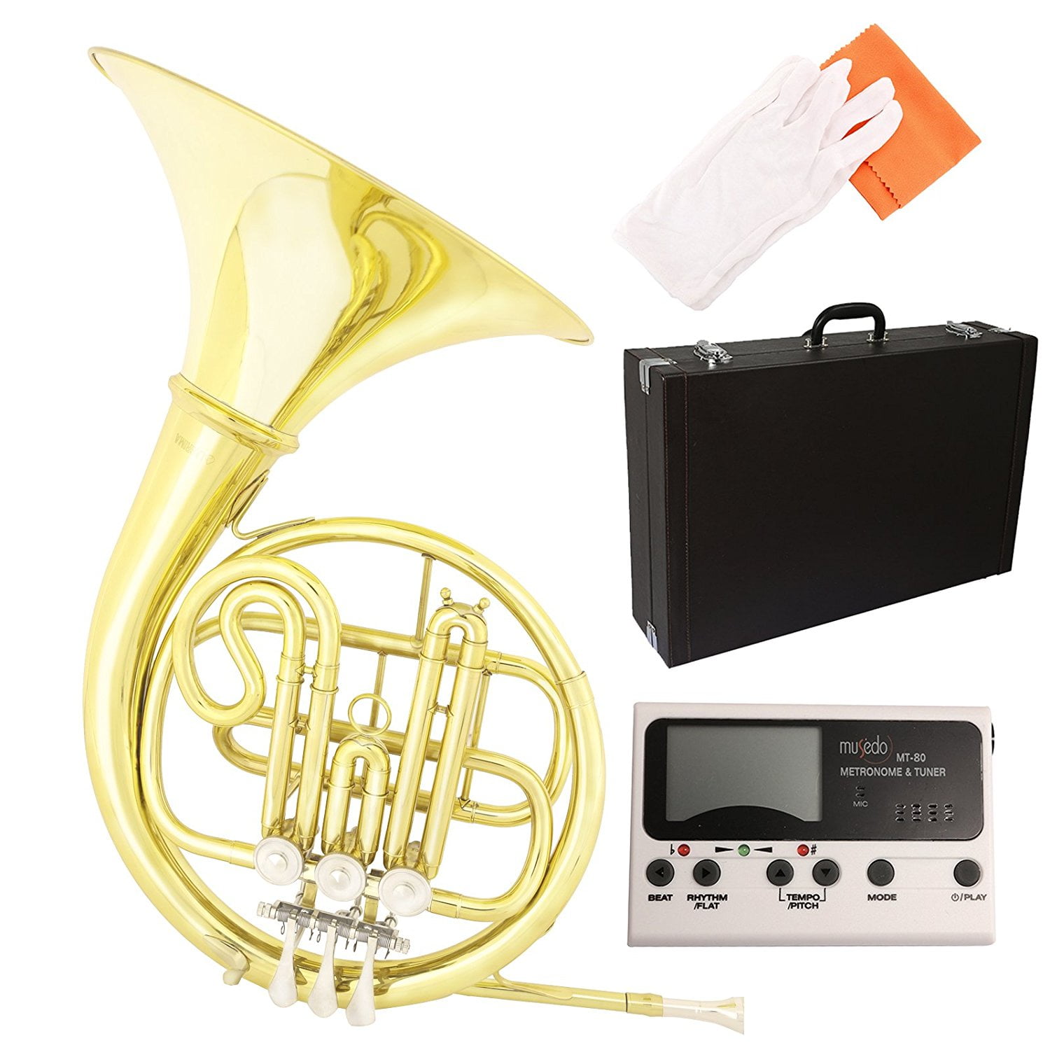 Professional Band Single FKey French Horn Brass w/ Tuner, Care Kit for