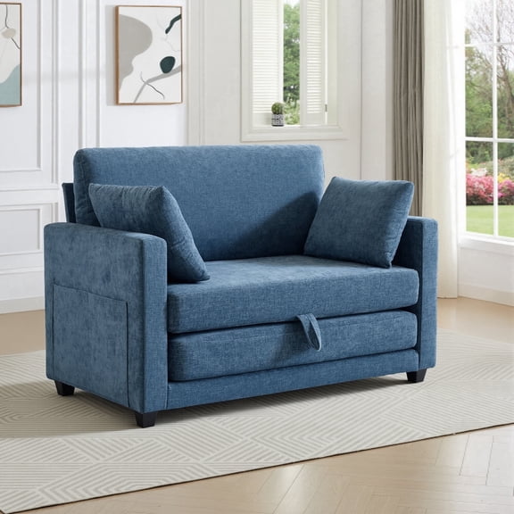 GAOHAPY 52" Loveseat Sleeper Sofa Bed,2 in 1 Convertible Floor Sofa Bed for Small Spaces,Pull Out Couch with Deep Seat,2 Pillows and Solid Frame Floor Couch for Living Room,Apartment