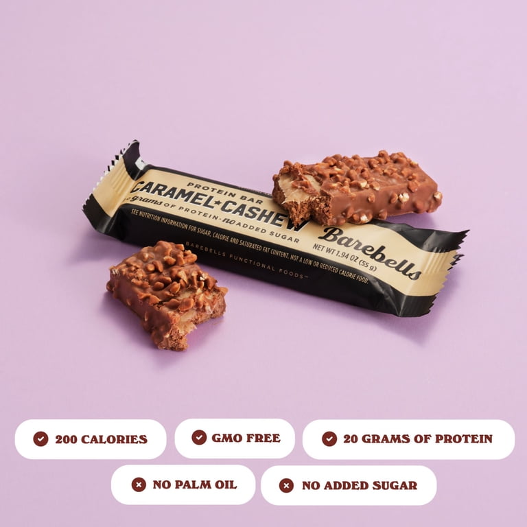 Barebells Protein Bars, Caramel Cashew, 12 Count, 20g Protein, 1g