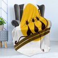 thumbnail image 4 of Animal Art Soft Flannel Fleece Throw Blanket, 3 Black Feline Cartoon Cats with Whiskers Staring at Sun Print, Cozy Plush for Indoor and Outdoor Use, 50" x 60", Yellow Brown Dark Brown, by Ambesonne, 4 of 5