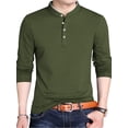 thumbnail image 1 of Sunloudy Hombres Primavera Otoño Slim Tops Color sólido Manga larga Cuello alto Camisas con botones Sunloudy moda, 1 of 5
