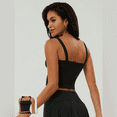 thumbnail image 3 of Feekit Women's Square Neck Workout Tank Top, Fitted Cropped Yoga Sports Top, Stretch Athletic Camisole for Running, Fitness, Lounge and Casual Wear, 3 of 5