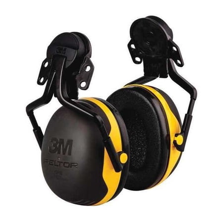 Peltor X2 Hard Hat-Mounted Earmuffs, Passive Protection, NRR 24 dB, Foam, Black/Yellow
