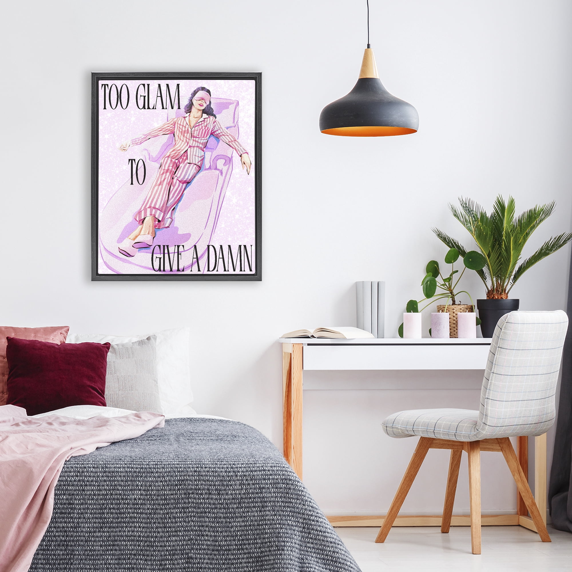Stupell Industries To Glam To Care Black Framed Floater Canvas Wall Art, design by Ziwei Li