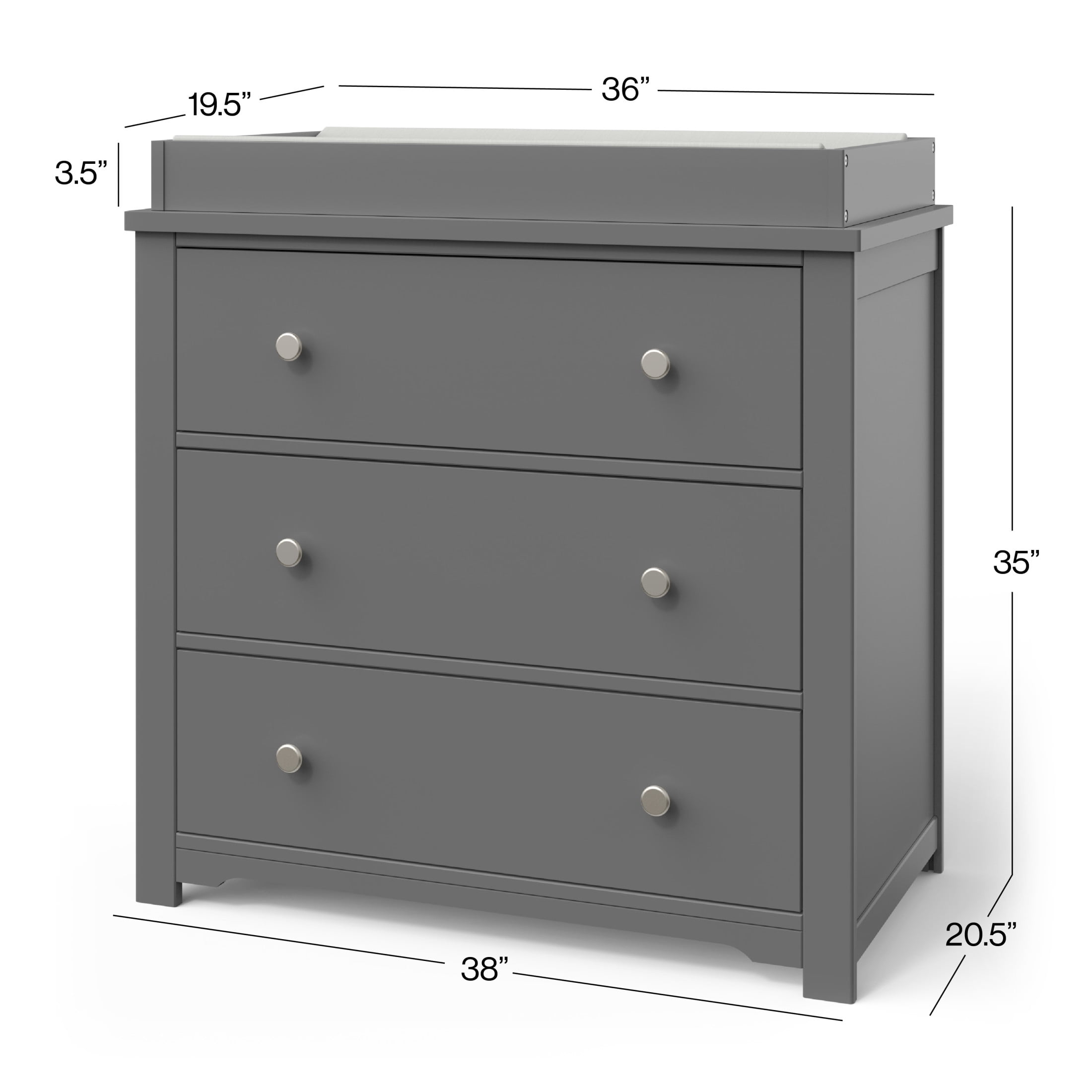 Child Craft Camden Crib and Dresser Nursery Set, 4-in-1 Convertible Crib with 3-Drawer Dresser, Cool Gray, 2-Piece