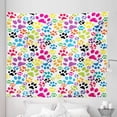 thumbnail image 1 of Colorful Tapestry, Colorful Little Paws Steps Art Cartoon Unusual Traces Design, Fabric Wall Hanging Decor for Bedroom Living Room Dorm, 5 Sizes, Purple Blue Green, by Ambesonne, 1 of 1