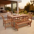 thumbnail image 2 of LuxenHome 6-Piece Carmel Outdoor Solid Wood Dining Set, 2 of 7