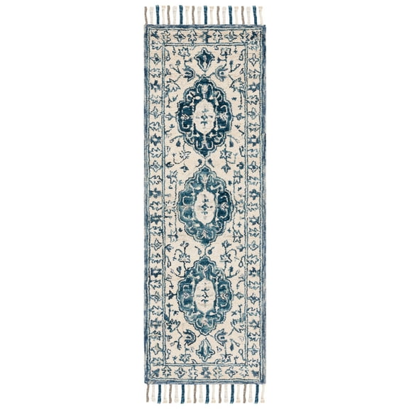 SAFAVIEH Aspen LACEWORK Oriental Runner Rug, Ivory/Blue, 2'3" x 11'