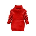 thumbnail image 4 of Likimi Toddler Kids Girls Knit Sweater Long Sleeve Solid Color Turtleneck Pullover Tops Comfortable Loose Relaxed Fall Winter Clothes Size 2-3 Years Red, 4 of 4