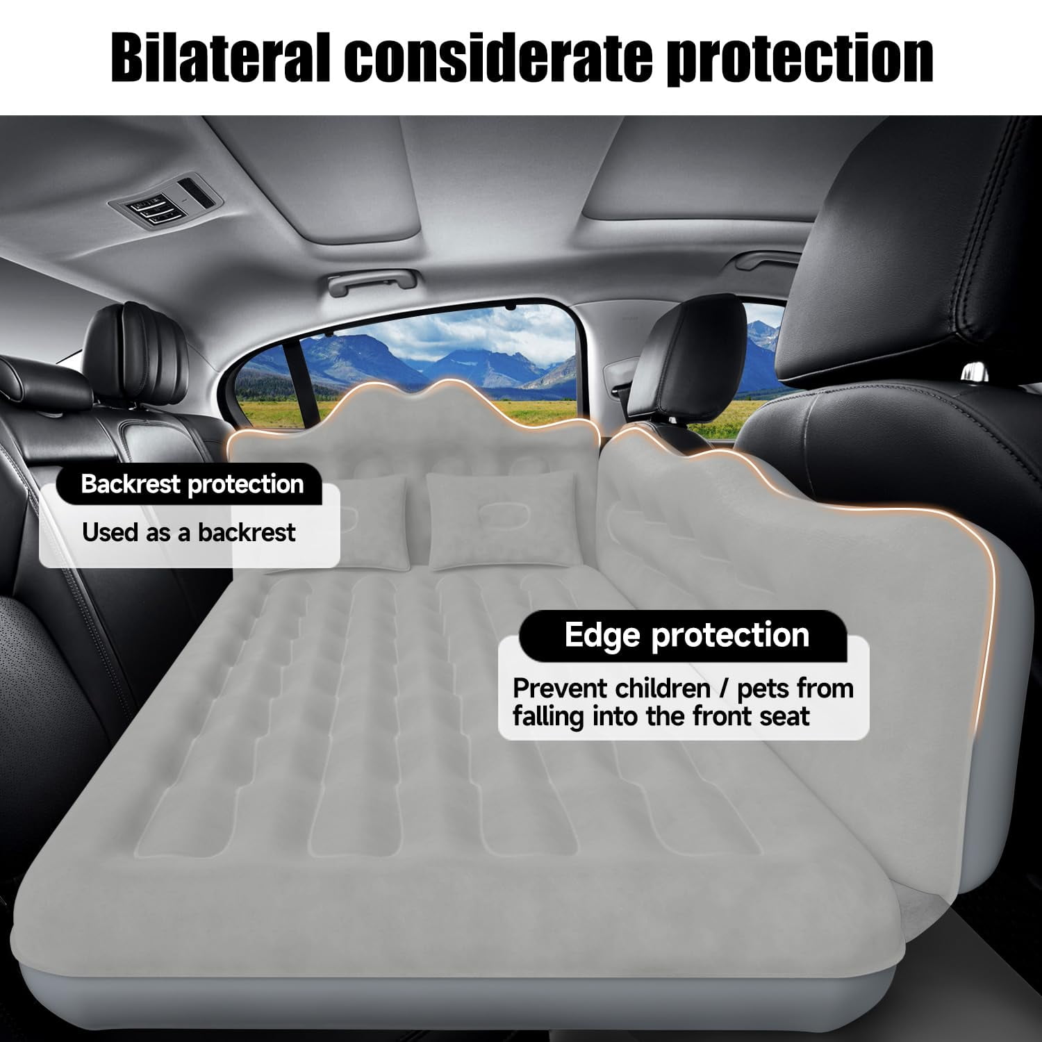 Backseat Car Air Mattress, Inflatable AirBed for SUV Back Seat Trunk Sleeping, Van Rear Seat Camping Sleeping Bed with Electric Air Pump