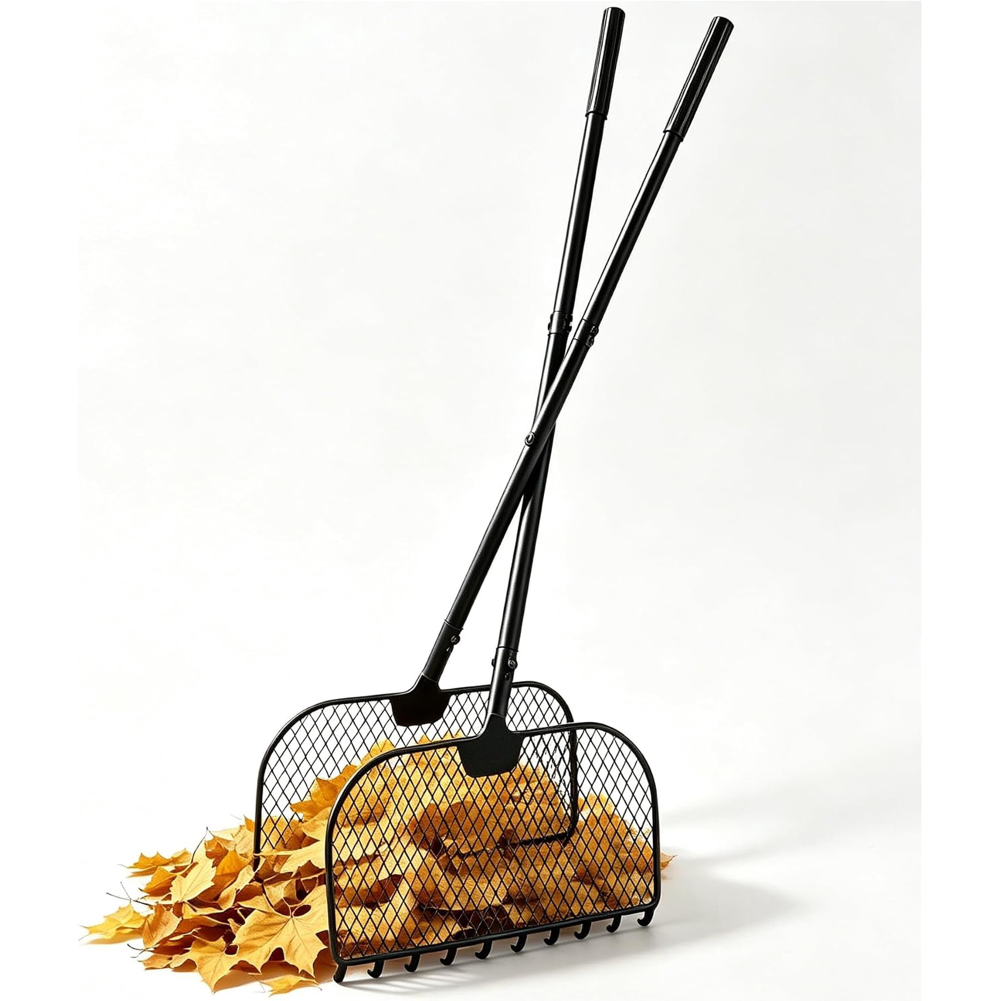 Leaf Grabber Rake Lightweight Steel Picker Upper Long Handle Scoop with Cushioned Grip Multi-Use Garden Claw Tool for Lawn Yard Shrub Debris Cleanup