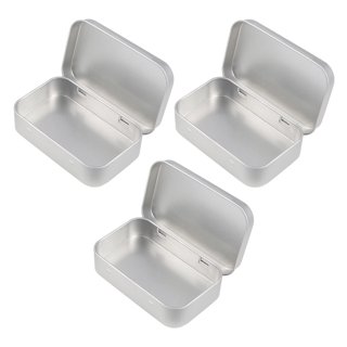 Gerich Metal Rectangular Empty Hinged Tins - Pack of 12 Silver