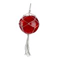 thumbnail image 1 of Barcana Lighted Macrame-Style Sphere Christmas Decoration - 14.25" - Red - Warm White - White Wire, 1 of 3