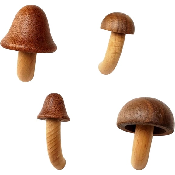 Multibey 4 Pcs Wooden Mushroom Fridge Magnet, Mushroom Refrigerator Magnets, Perfect Fridge Magnets for Home Office