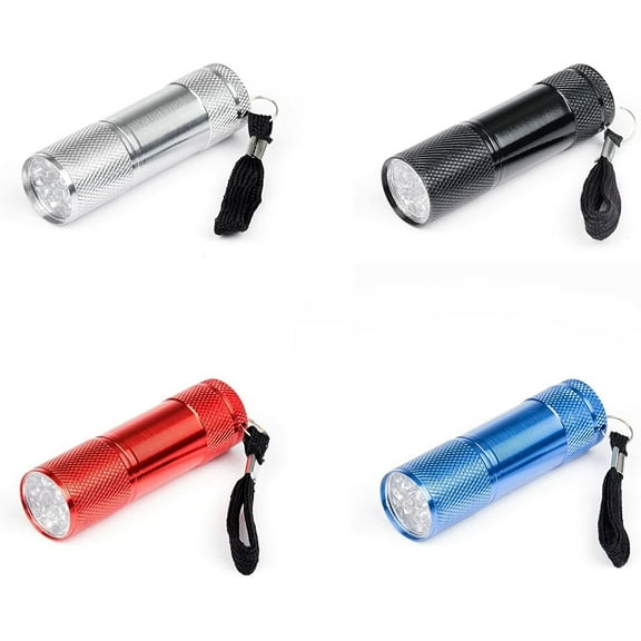 4x Super Bright Mini 9 LED Bulb Pocket Torches Small Keyring Torch Flashlight