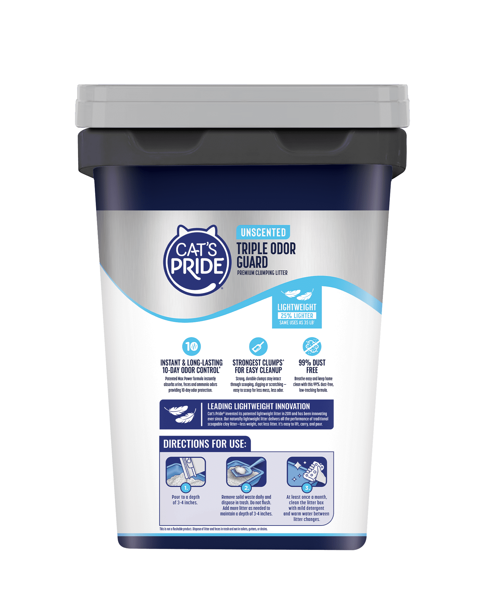 Cat's Pride Max Power Triple Odor Guard Unscented Clumping Cat Litter 26lb pail