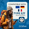 thumbnail image 4 of Adaptador de viaje OREI de EE. UU. a Europa, tipo E/F, paquete de 2 unidades, blanco, 4 of 9