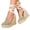 Gold, variant on Women's Closed Toe Platform Espadrille Wedge Heels Sandals Fashion Ankle Tie Breathable Woven Platform Sandal Gold Size 9