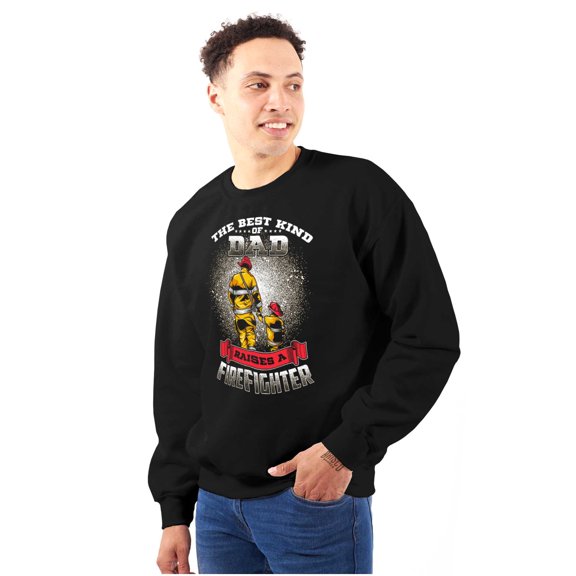 Best Kind Of Dad Raises a Firefighter Men's Big & Tall Crewneck Sweatshirt Brisco Brands 2X