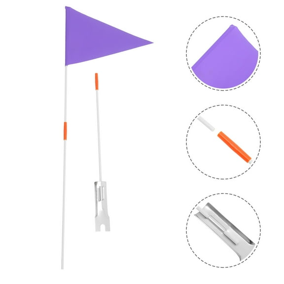 Pawsdot 1Set Purple Bike Safety Flag with Fiberglass Pole Durable Outdoor Cycling Accessory