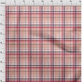 thumbnail image 3 of oneOone Cotton Silk Peach Fabric Madras Check Craft Projects Decor Fabric Printed By The Yard 42 Inches Wide, 3 of 4