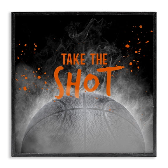 Stupell Industries Traditional Take The Shot Basketball Black Framed Giclee Art, 12 x 12, by Kim Allen