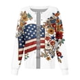 thumbnail image 5 of Women's Casual Fashion Long-Sleeve Stand-Up Collar Single-Button Independence Day Print Workwear Jacket Red L, 5 of 5