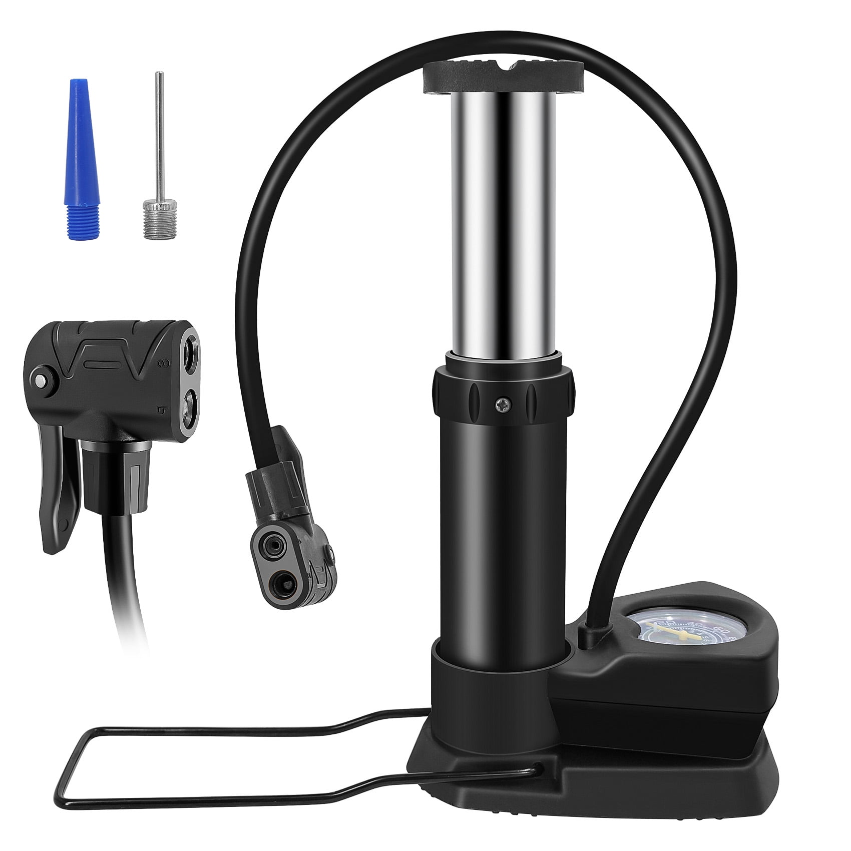 YOLETO Bike Air Pump with 160 Psl Gauge, Bicycle Tire Pump with Presta & Schrader Valves, Foot