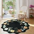 thumbnail image 3 of Moynesa 4' Floral Round Area Rug, Washable Rugs for Bedroom Ultra-Thin Soft Rug, Non-Slip Small Boho Circle Carpet for Entryway Nursery Bathroom,Black, 3 of 7