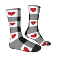 thumbnail image 3 of Uemuo Heart Black Buffalo Plaid Gingham Pattern Women's Crew Socks, Soft Durable Breathable Moisture-Wicking with Odor Control Cotton socks, 3 of 9