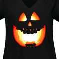 thumbnail image 4 of Inktastic Toothy Grin Pumpkin Face in Orange Glow Women's Plus Size V-Neck T-Shirt, 4 of 5