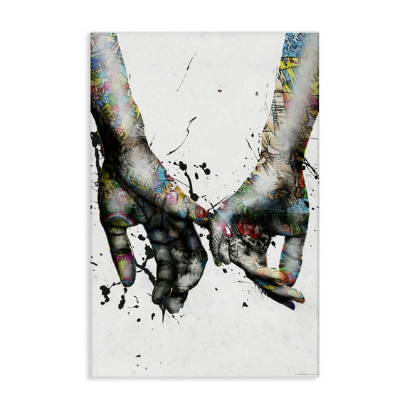 Stupell Industries Modern Splash Hand Holding People Painting Wrapped Canvas Art Print Wall Art, 16 x 24