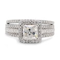 thumbnail image 2 of AFFY 1.50CT Princess & Round Moissanite Diamond Halo Bridal Ring Set for Women 14K Solid White Gold-6.5, 2 of 8