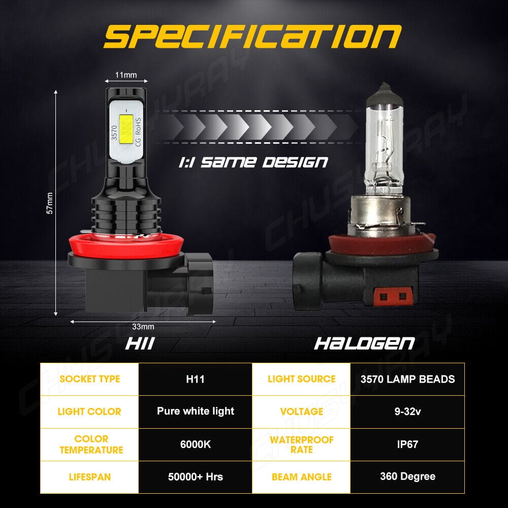 H1+H11+H11/H9 For Ford C-Max 2013-2018 6PC LED Headlight High Low Beam + Fog Light Bulbs Kit