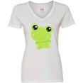 thumbnail image 3 of Inktastic Cute Frog, Little Frog, Baby Frog, Green Frog Women's V-Neck T-Shirt, 3 of 5